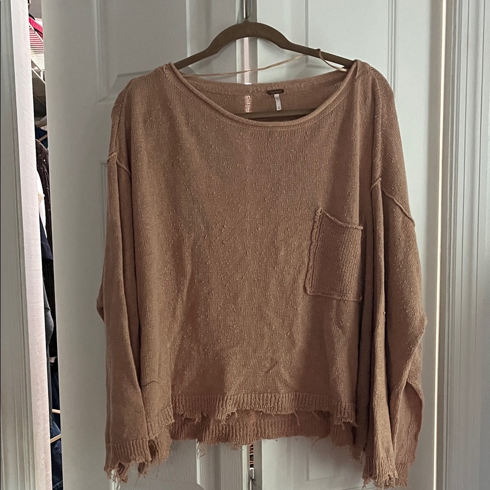 Free People Tan Crew Neck Sweater